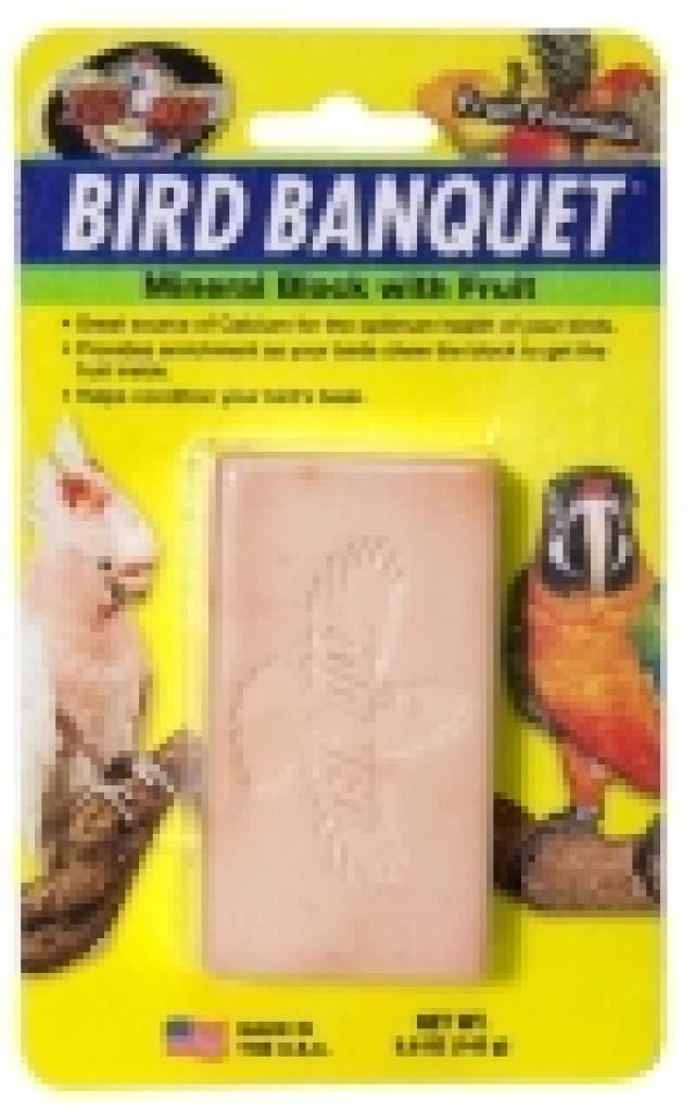 Mit Früchten Mineralblock für Vögel - Zoo Med Bird Banquet mit Kalzium - 28 g